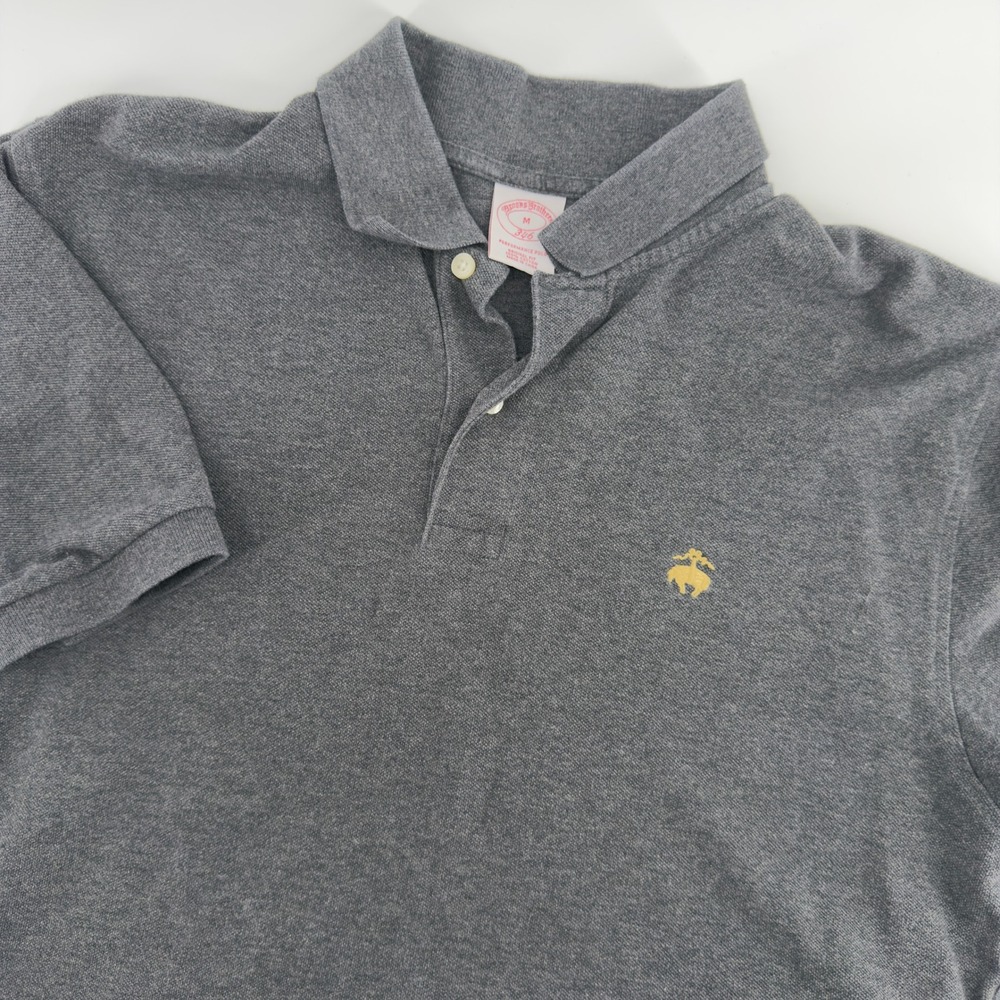 Brooks Brothers 346 Mens‎ Performance Polo Shirt Gray Cotton Original Fit Medium